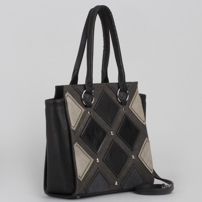 Сумка жен 862, 36*12*29, 1 отд на молнии, н/карман, дл ремень, черный/серый