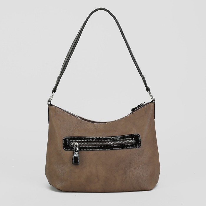 Сумка женская, отдел на молнии, наружный карман, цвет коричневый