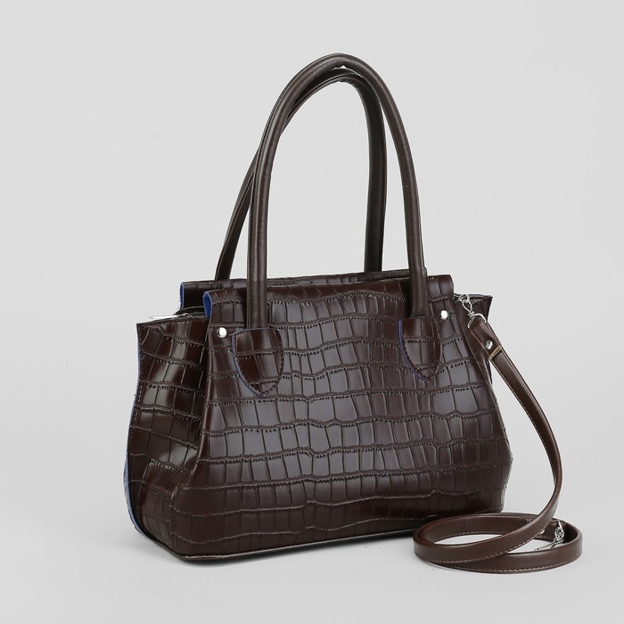 Сумка женская на молнии, 1 отдел, наружный карман, длинный ремень, цвет коричневый