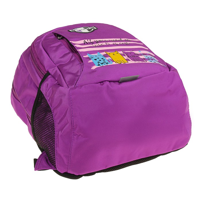 Рюкзак школьный эргономичная спинка Stavia для девочки 41*30*15 «Котята» 67168 сиреневый