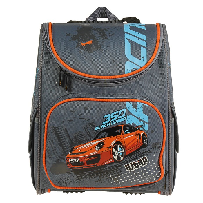 Ранец Стандарт раскладной Stavia 37*26*15 мал "Рейсинг", серый 7626