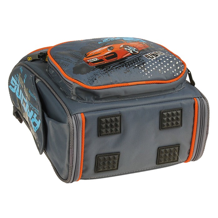 Ранец Стандарт раскладной Stavia 37*26*15 мал "Рейсинг", серый 7626