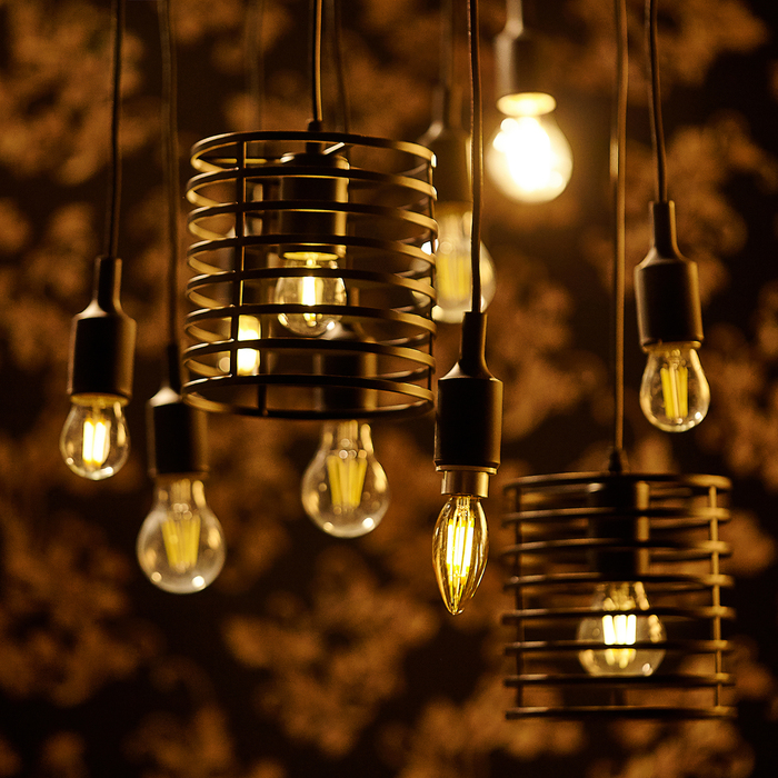 Лампа светодиодная свечка, C37 , E14, 4w, теплый свет, золотистая