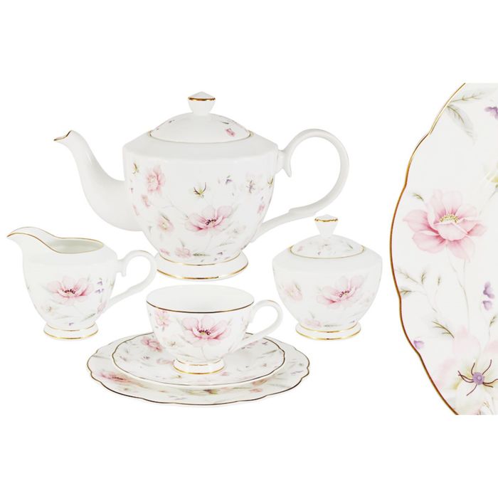 Чайный сервиз "Розовый танец", 21 предмет, на 6 персон