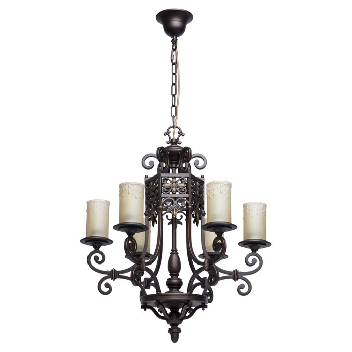 Люстра подвесная "Айвенго" 6x60W Е27 коричневый 74x74x290см