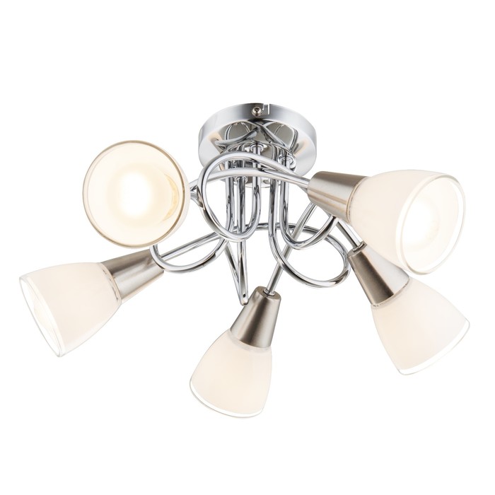 Люстра потолочная TIMON 5x40Вт E14 хром 38x38x20см