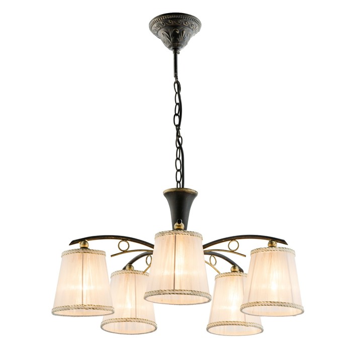 Люстра подвесная GENOVEVA 5x60Вт E14 коричневый с золотом 57x57x84см