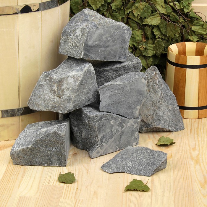 Камень для бани "Долерит" колотый, "Добропаровъ" ведро 10кг, фракция 60-150мм