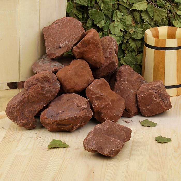 Камень для бани "Яшма" галтованная, "Добропаровъ" ведро 10кг, фракция 60-150мм