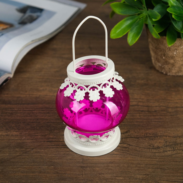 Подсвечник металл на 1 свечу "Фонарик. Витраж" МИКС 17х8х8 см