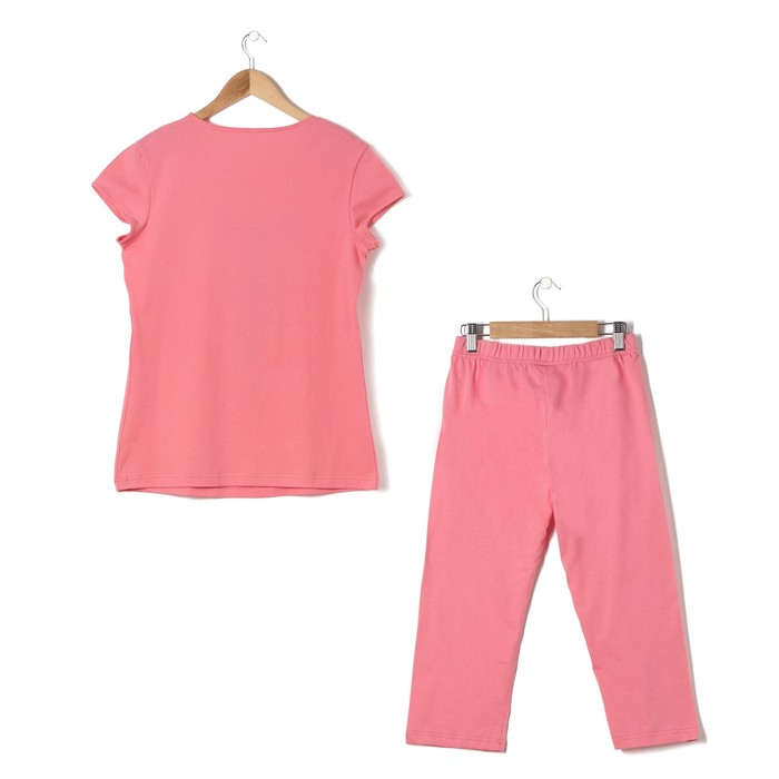 Пижама женская (футболка, бриджи) Вьюнок цвет коралл, р-р 44