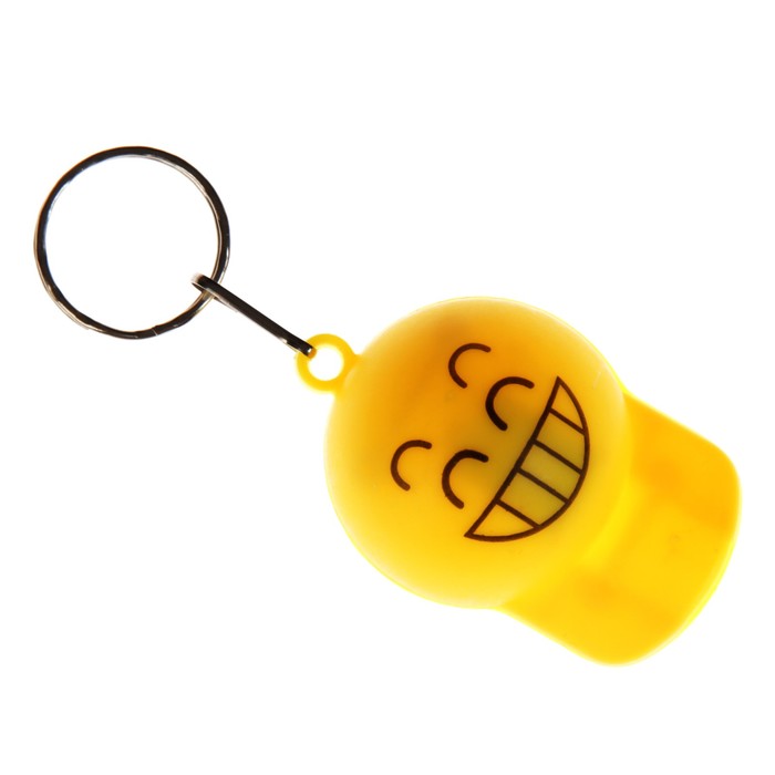 Фонарик свет на кольце + свисток "Кепка-смайл" МИКС 5х3,6х2 см