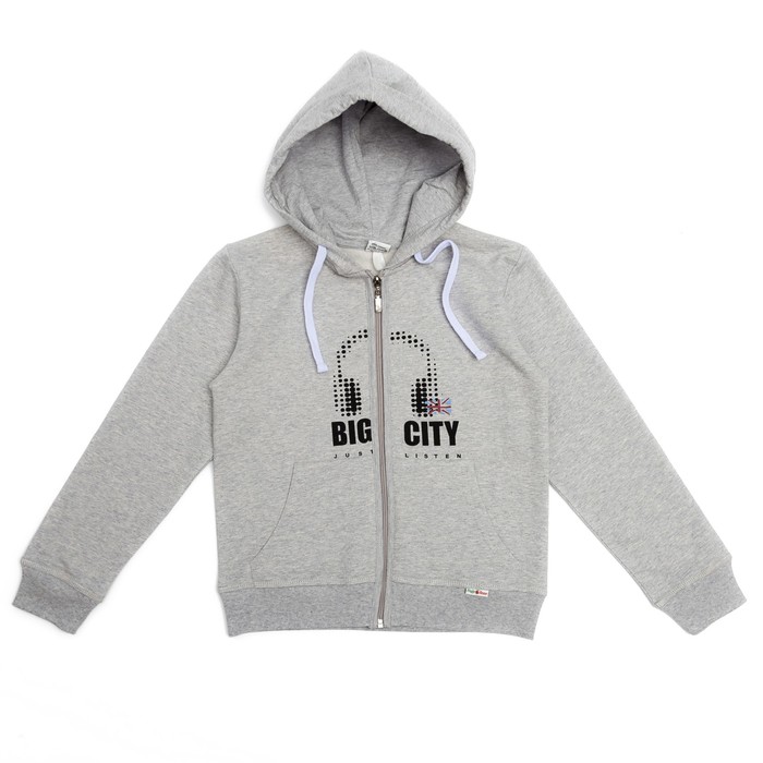 Толстовка для мальчика, рост 134 см, цвет светло-серый меланж