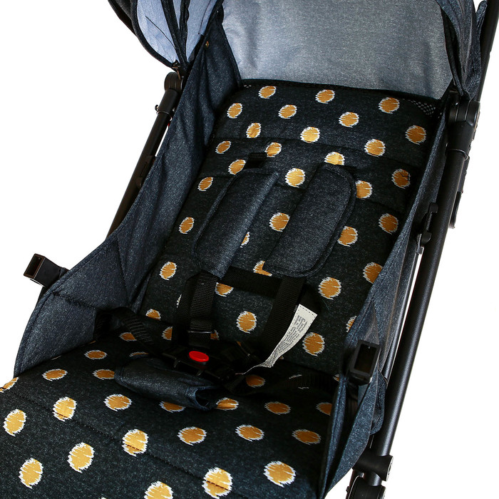 Коляска прогулочная, цвет синий, рисунок горох