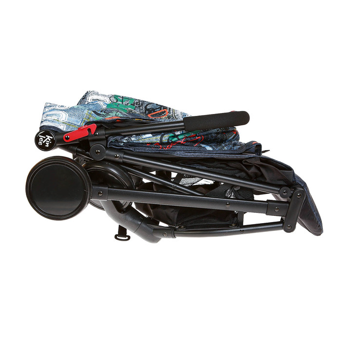 Коляска прогулочная, цвет синий, рисунок граффити