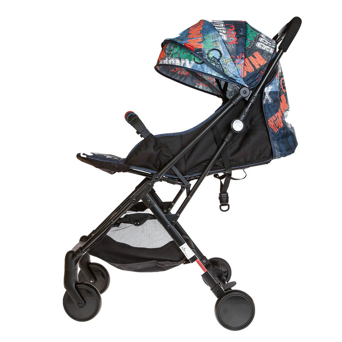 Коляска прогулочная, цвет синий, рисунок граффити