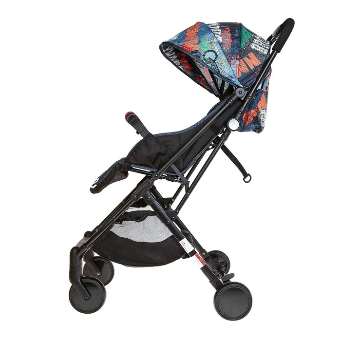 Коляска прогулочная, цвет синий, рисунок граффити