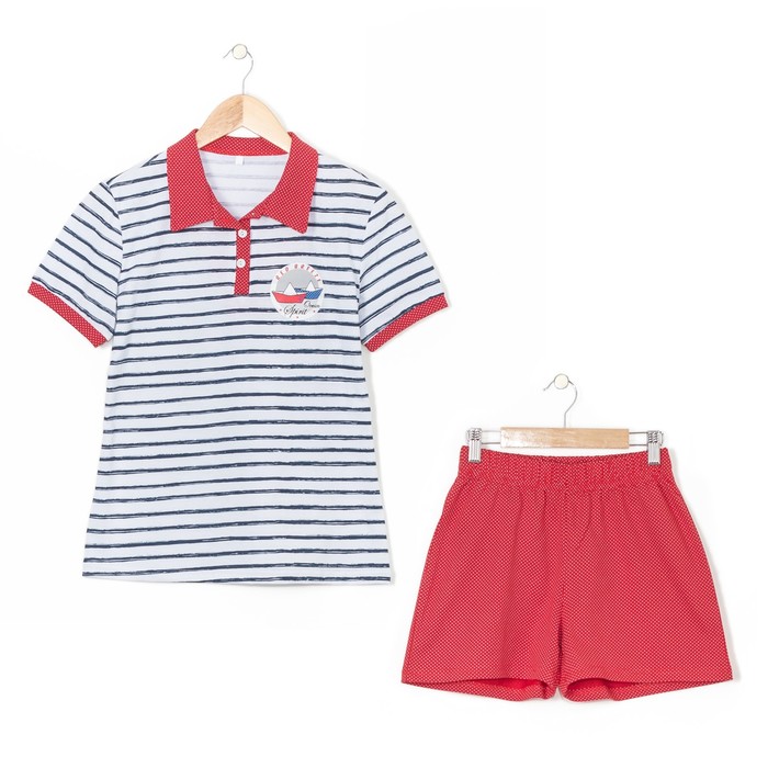 Комплект женский (футболка, шорты) Морской бриз цвет синяя полоса, р-р 52