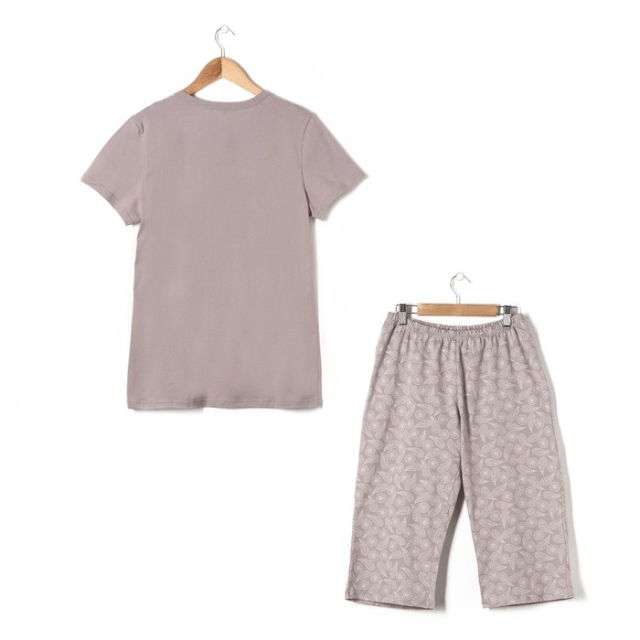 Пижама женская (футболка, бриджи) Комфорт цвет какао, р-р 56