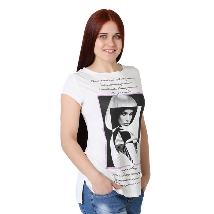 Футболка (блузка) женская Селена цвет белый, р-р 48