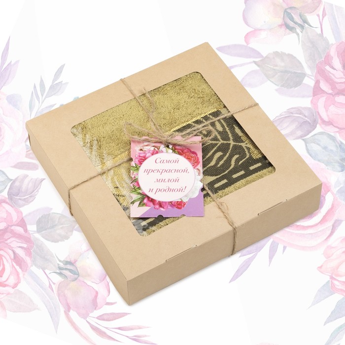 Полотенце подарочное "Этель" Для женщин, оливковый 70х140 см бамбук, 450 г/м²