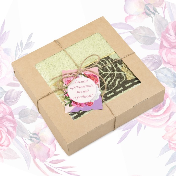 Полотенце подарочное "Этель" Для женщин, светло-зелёный 70х140 см бамбук, 450 г/м²