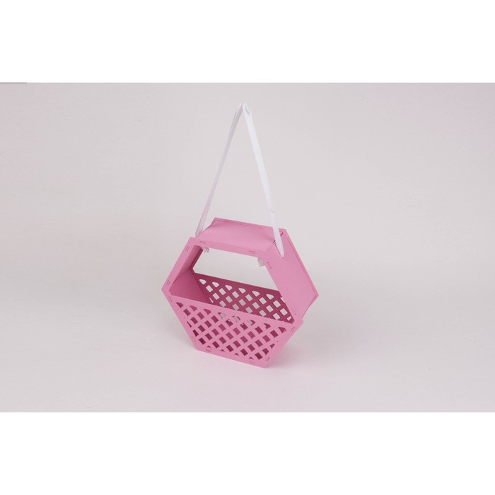 Подарочная коробка "Решетка", розовая, 24х8х20.5см