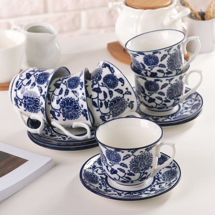 Сервиз чайный 12 пред. "Голуба" 6 чашек 180 мл, 6 блюдец 13 см