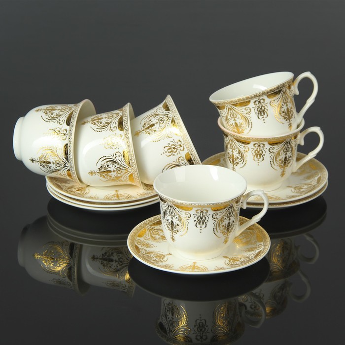 Сервиз чайный "Генриетта", 12 предметов: 6 чашек 220 мл, 6 блюдец 13,5 см