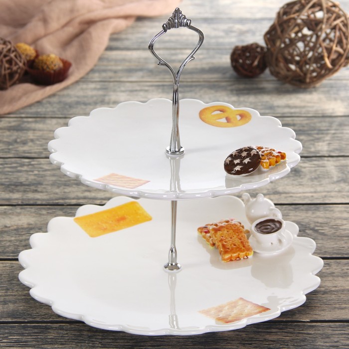 Блюдо 2 яруса "Печеньки", 25/20х23,5 см