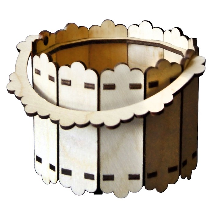 Корзина из фанеры для декора (15 деталей) "Лукошко №1" 11х9 см