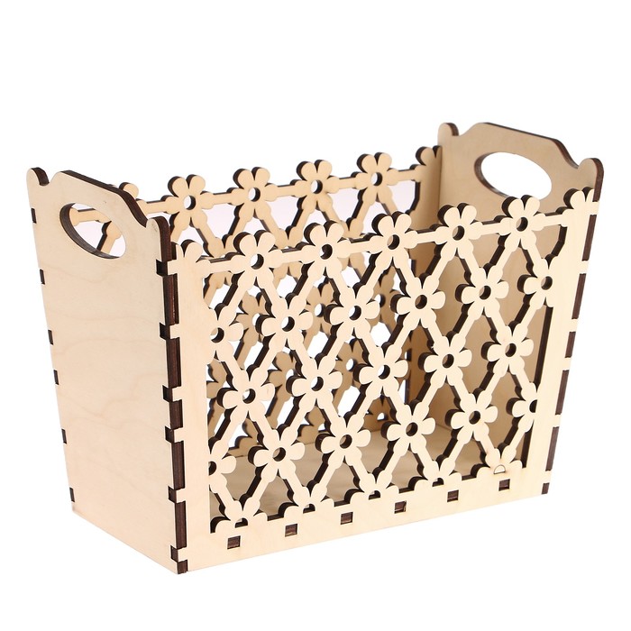 Заготовка для декора (5 деталей) "Корзинка №7" резная, 27х22х12 см