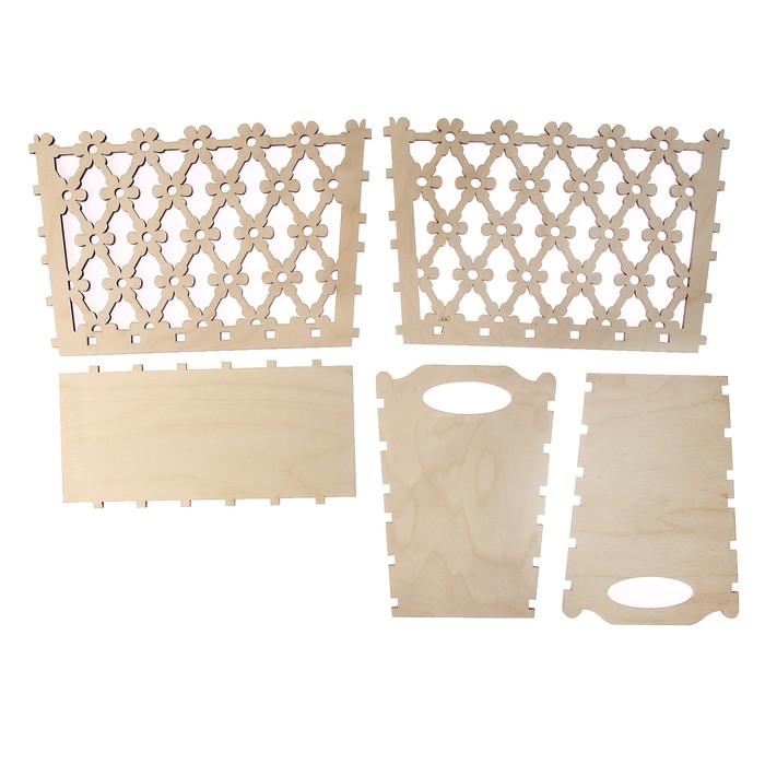 Заготовка для декора (5 деталей) "Корзинка №7" резная, 27х22х12 см