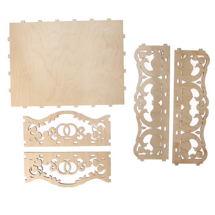 Заготовка для декора (5 деталей) "Поднос с лебедями" 36х26х14 см