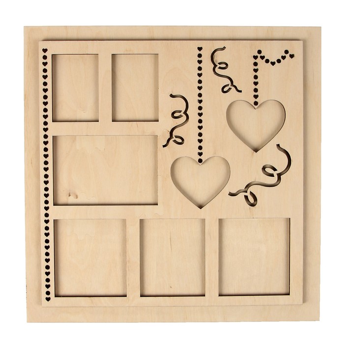Фоторамка из фанеры "С сердечками" набор 2 детали 37х37 см