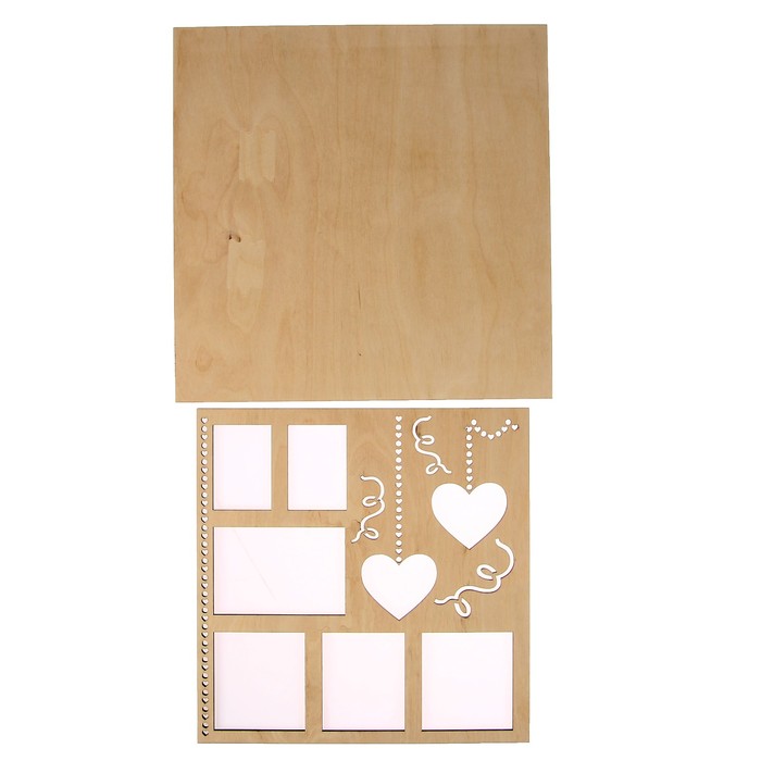 Фоторамка из фанеры "С сердечками" набор 2 детали 37х37 см