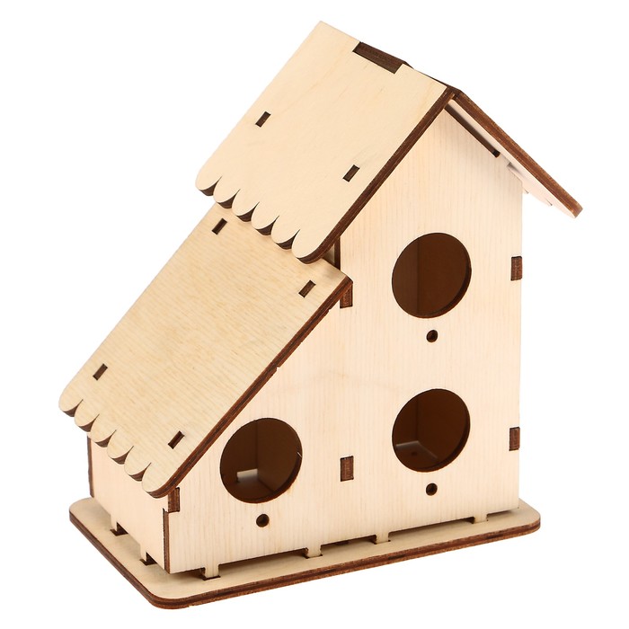 Заготовка для декора "Скворечник мини №3 двойной" (набор 9 деталей) 8х4х10 см
