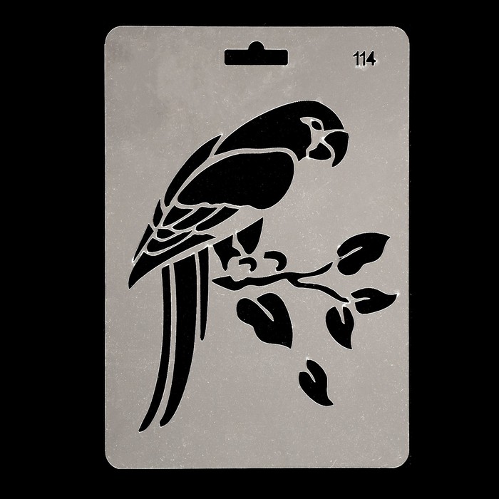 Трафарет пластик "Попугай" 20х14 см