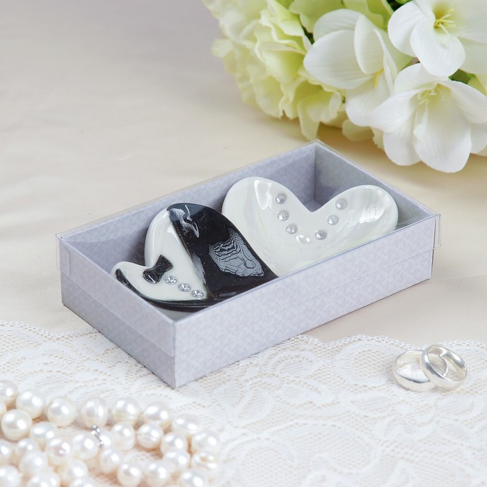 Блюдце для колец "Жених и невеста", фарфор, 13x7x3см