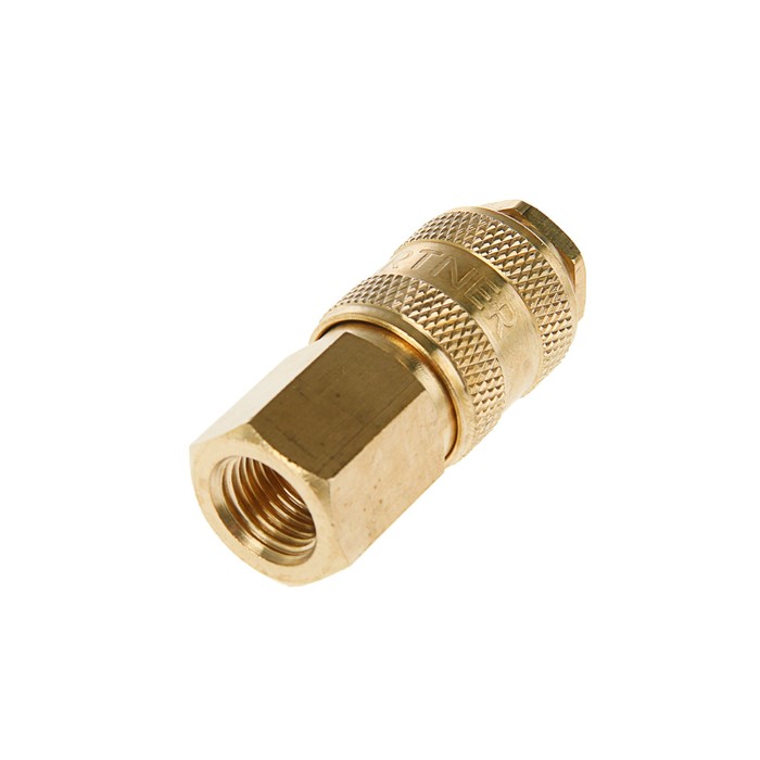 Быстроразъем пневматический "Эврика", с клапаном, с внутренней резьбой 1/4", латунь