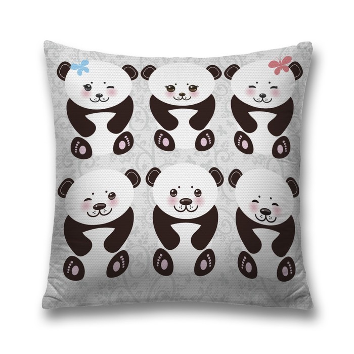 Наволочка декоративная "Панды", 45 х 45 см, вшитая молния