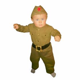 Костюм военного детский: комбинезон, пилотка, трикотаж, хлопок 100 %, рост 80 см, 1-2 года Ош
