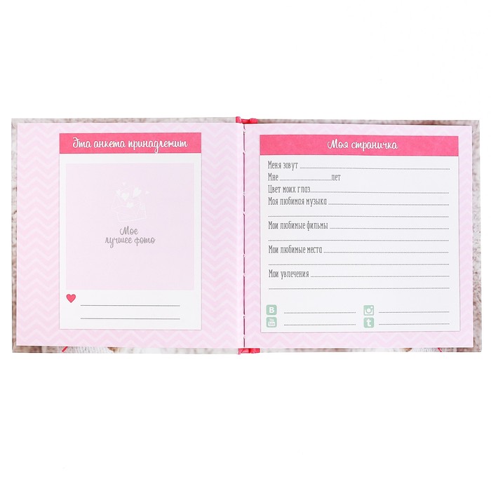 Анкета для девочек с наклейками "Всё о моих друзьях", 14,5 х 14,5 см, твёрдая обложка, 20 страниц