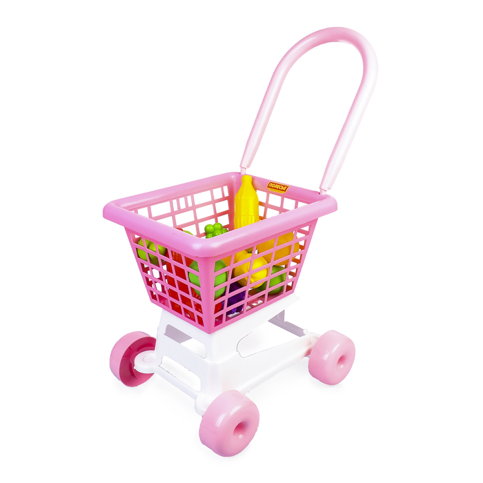 Тележка "Supermarket" №1 с продуктами, цвет розовый