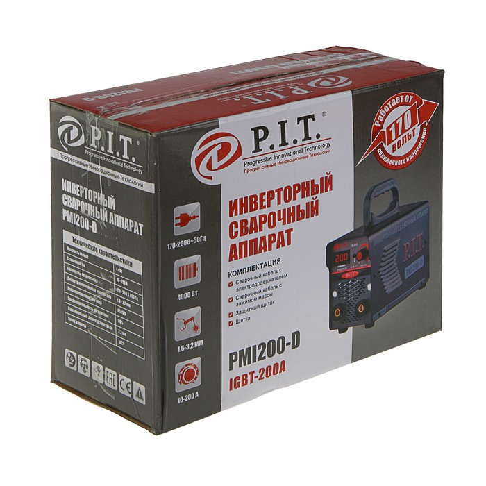 Сварочный инвертор P.I.T. РМI 200-D IGBT, 4000 Вт, 200 А, 1.6-3,2 мм