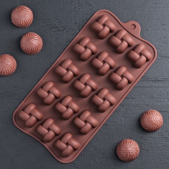 Форма для льда и шоколада "Плетенка", 15 ячеек, цвет шоколад