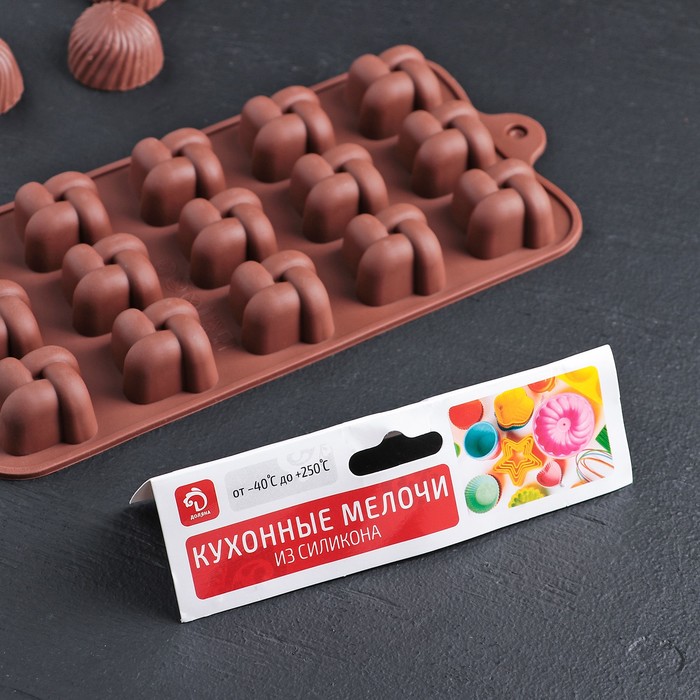 Форма для льда и шоколада "Плетенка", 15 ячеек, цвет шоколад