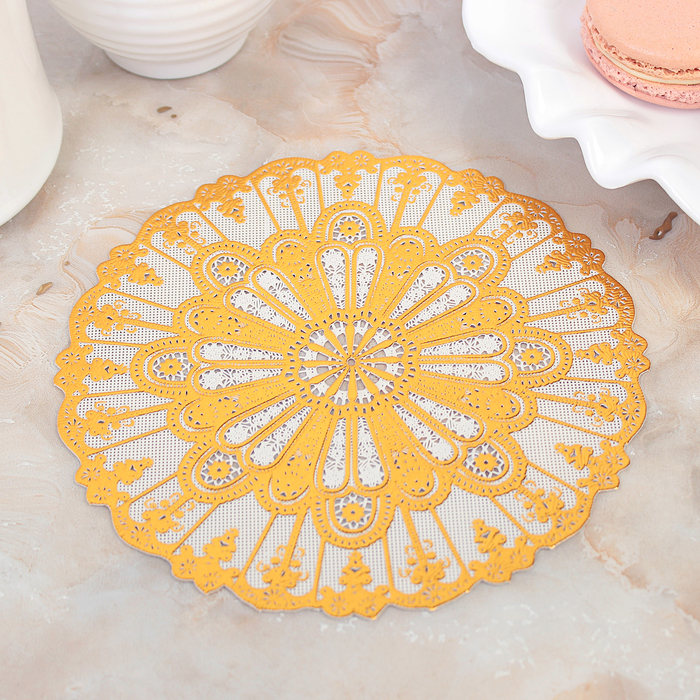 Салфетка ажурная ПВХ d16 см "Лучи" золото