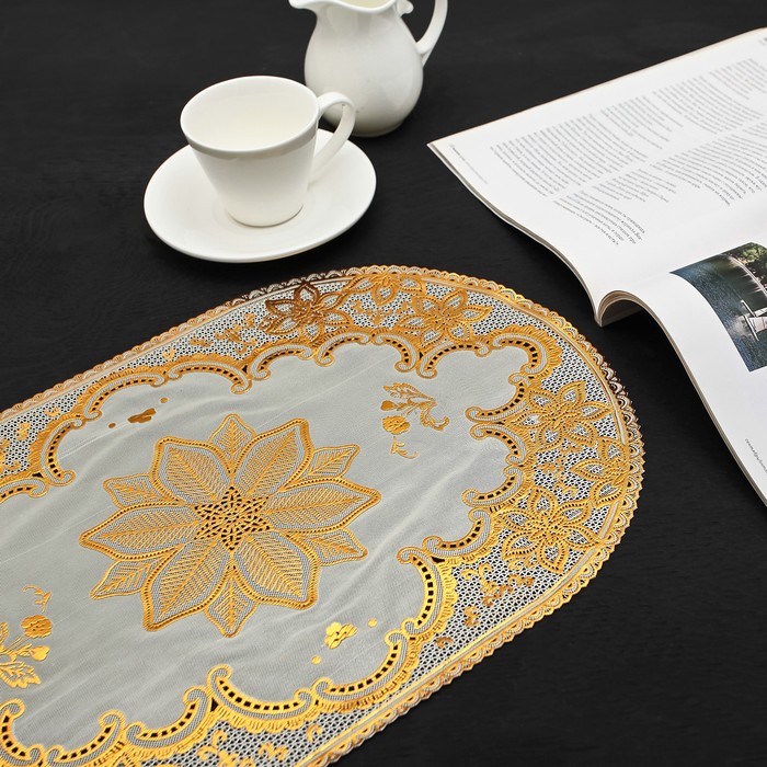 Салфетка ажурная ПВХ 45х30 см "Омела" золото