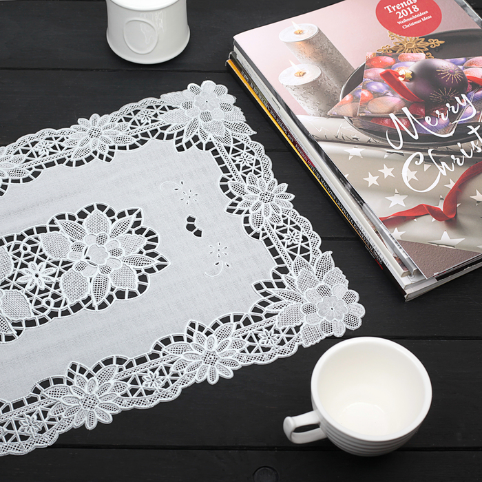 Салфетка ажурная ПВХ 45х30 см "Зефир" серебро